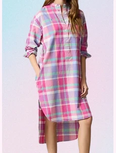 POLO RALPH LAUREN PINK PLAID CHECK 100% COTTON COUNTRY COAST RELAX CASUAL DRESS - Picture 1 of 17