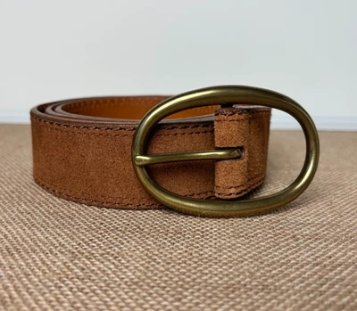 Cinturón Lauren Ralph Lauren Mujer XL Gamuza Cuero Latón Ecuestre Marrón Claro Foto 1 de 4