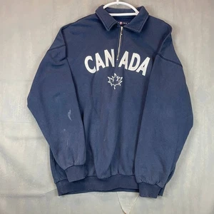 Sudadera Pullover New Era Canada Para Hombre Grande Azul Marino Media Cremallera Bordada - Imagen 1 de 11