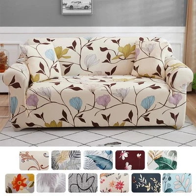 Sofa Covers Seater 1 2 3 Elastic Settee Stretch Slipcover Couch Floral Protector - Image 1 of 4