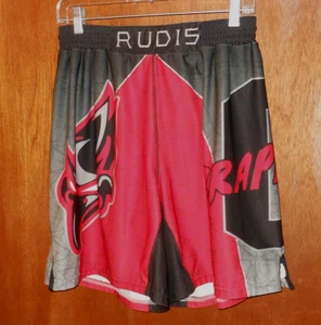 Rudis pantaloncino uomo grande wrestling rosso nero bianco grande stampa incantesimo GRAPPLRS OHIO - Foto 1 di 8