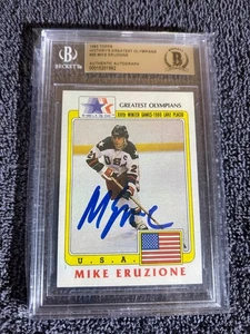 Mike Eruzione 1983 Topps Greatest Olympians signierte Karte BAS Beckett Autogramm USA - Bild 1 von 1