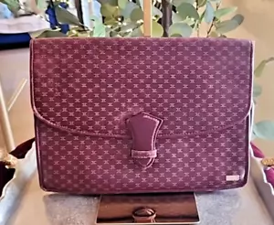Celine Macadam Bordeaux Leather Clutch Vintage Handbag - Picture 1 of 10