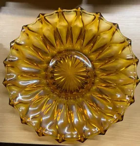 Raro Vintage Gótico Vidrio Ámbar Sunburst 29.5cm Ancho 1.3kg Grande Bol (P8) Ab - Imagen 1 de 6