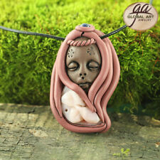 New ListingGa03604# Handcrafted Unique Goddess Pendant with Carved Peruvian bead 1 Pcs