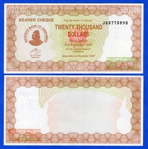 ZIMBABWE 20000 20,000 Dollars 2003 P-23  Circulated Bearer Cheque - Picture 1 of 3