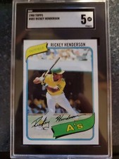 1980 Topps Rickey Henderson Rookie Card RC #482 SGC 5 EX Athletics