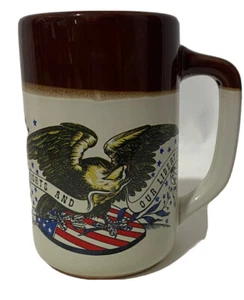 Vintage Mug OUR RIGHTS AND OUR LIBERTIES Stoneware Colonial American Flag - Picture 1 of 10