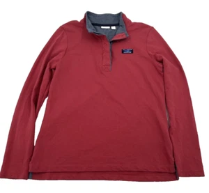 LL Bean Red Quarter Button Langarmpullover - Herren Small - 100% Baumwolle - Bild 1 von 8