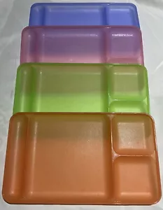 Lot of 4 Tupperware Divided Lunch Trays Camp Picnic Green Purple Pink Orange EUC - Picture 1 of 5