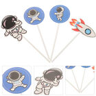  20 Pcs Astronaut Card Toothpicks Cake Birthday Party Cupcake Toppers Hat