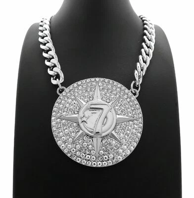 COLLAR HIP HOP COLGANTE CADENA CUBANA 5 POR CIENTO 7 ESTRELLAS ESTILO JAY Z PLATA PARA HOMBRES Foto 1 de 4