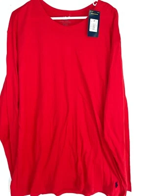 Polo Ralph Lauren Camiseta Manga Larga Roja 100% Algodón Hombres Talla XL NUEVO Foto 1 de 4