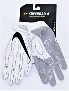 Nike Superbad 3 White & Black Youth Football Gloves Sz Large L NEW GF0500 100