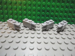 Lego 4 Light Bluish Gray 1x2 hinge brick 2 locking horizontal fingers on end NEW - Picture 1 of 1