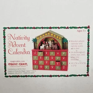 Vintage Wooden Christmas Nativity Advent Calendar Magic Cabin - Picture 1 of 9