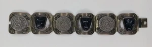 VINTAGE FADO EN MEXICO STERLINGSILBER & ONYX AZTEKISCHE MASKE ARMBAND SIGNIERT JE - Bild 1 von 12