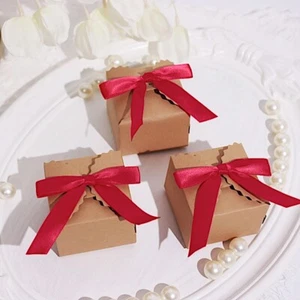 50 RED 3" Pre Tied Satin RIBBON Twist Tie Bows DIY Birthday Favor Decorations - Picture 1 of 7