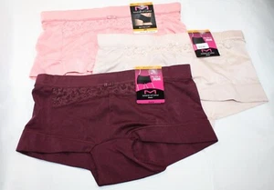 NUEVO CON ETIQUETAS Juego de 3 PANTALONES CORTOS NIÑO MAIDENFORM 40774 detalle encaje VINO MELOCOTÓN MARFIL S/5 - Imagen 1 de 5