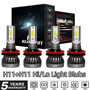 LED Headlight Bulb Kit High/Low Beam 6000K Super Bright Xenon White H8/H9/H11 x4 - Picture 1 of 14