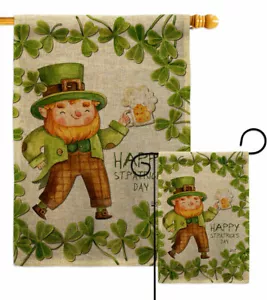 Bandera decorativa de patio Happy Leprechaun jardín de arpillera primavera San Patricio - Imagen 1 de 19