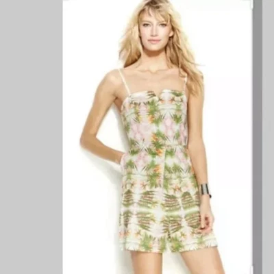 INC TROPICAL PARADISE 印花无袖连体裤,尺寸:0 全新带标签 — 第 1/4 张图片