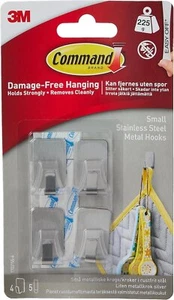 Command - Small Stainless Steel Metal Hooks - 4-pack - Picture 1 of 11