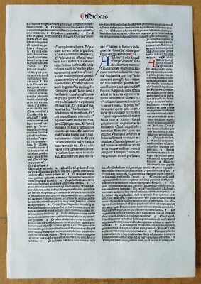 Micheas-Renner Original Incunable Leaf Biblia Latina Venice Folio - 1482 - Изображение 1 из 2