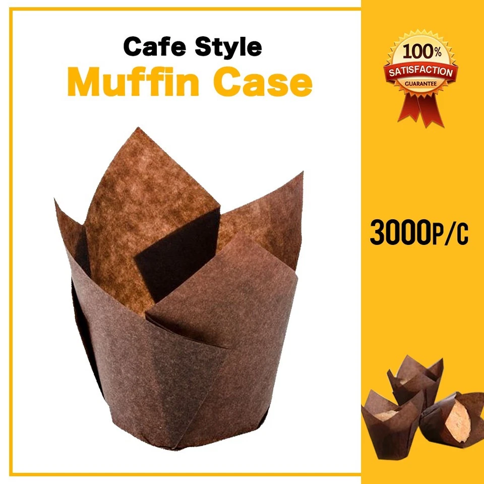 MUFFIN LINERS CHOCOLATE TULIP CASES 3000/PC-P50 CUPCAKE CAKE BOX CAFE STYLE CUP - image 1 of 1