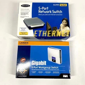 Lotto switch di rete con scatole originali 1 switch di rete Belkin 1 Linksys - Foto 1 di 5