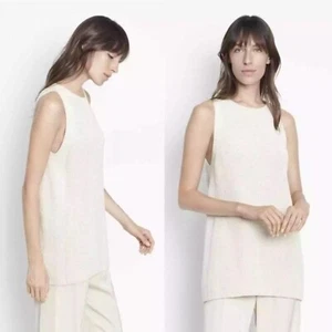 Suéter VINCE Crema Tejido Waffle Sin Mangas Camiseta sin Mangas Algodón Mujeres Pequeño - Imagen 1 de 9