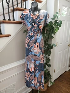 Forever 21 Womens Multicolor Polyester V-Neck Short Sleeve Long Maxi Dress Small - Picture 1 of 12