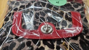 Coach Crossbody Bag Purse - Leopard Print Red Leather Accents Beige Strap - Picture 1 of 4