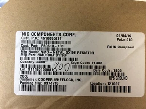 NMO100J101TRF NIC COMPONENTS Res Metal Oxide 100 Ohm 5% ROHS 200 PIECES - Picture 1 of 1