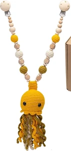ARIASO Kinderwagenkette aus Holz und Baumwolle, gehäkelt, Babyspielzeug (Qualle) - Bild 1 von 3