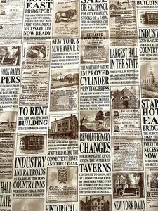 Windham Fabrics Tavern Signs Newspaper Print Fabric 1 Yard x 42” - Picture 1 of 10