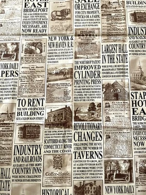 Windham Fabrics Taverna Insegne Stampa Giornale Tessuto 1 iarda x 42" - Immagine 1 di 4