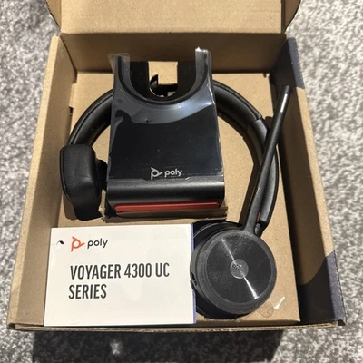 Poly Voyager 4310 UC Wireless Headset w/ USB-C Dongle & Stand – MS Teams – New - Image 1 of 4