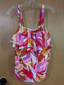 Raisins Curve Women's Plus 14W Sella Tankini Swim Top Pink Brown Purple NWT $68 - Picture 1 of 8