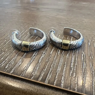 BRIGHTON Vintage Two Tone Hoop Dangle Earrings **RETIRED** - Image 1 of 4