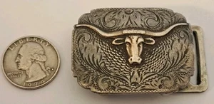 Vintage KEYSTON BROS San Francisco Sterling Silver 14K Ranger LONGHORN Buckle - Picture 1 of 8