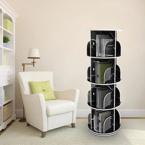 4-Tier 360° Rotating Bookshelf Bedroom Bookcase Storage Shelf Display Rack Stand - Picture 1 of 14