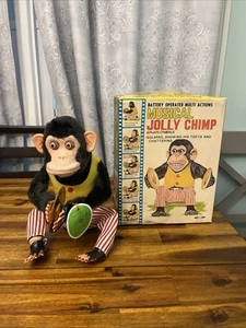 Vintage Musical Jolly Chimp suona piatti Daishin Japan in scatola #7061 funziona NOS - Foto 1 di 18