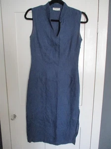 KALIKO SIZE 8 100% LINEN DRESS NAVY COOL SMART LIGHT - Picture 1 of 7