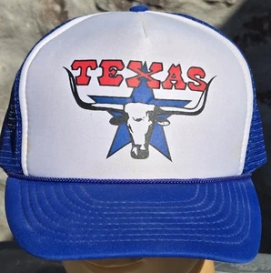 De colección TEXAS Star Longhorn Blanco Azul Malla Snapback Gorra Camionero Cuerda Nissin - Imagen 1 de 5