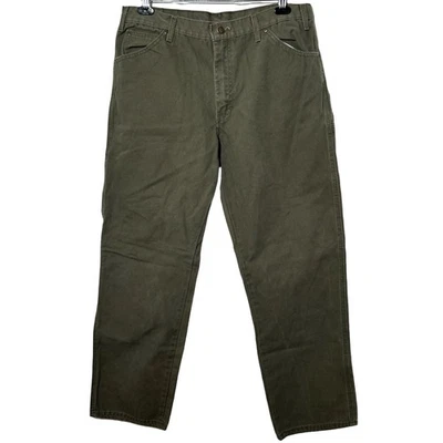 Dickies Relaxed Fit Heavyweight Duck Canvas Carpenter Pants Olive Green Sz 36x32 - Image 1 of 4