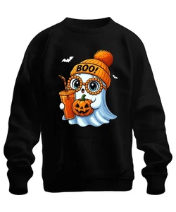 Halloween BOO Geist Kürbis SüßesOderSaures Niedlich Kinder Herbst Unisex Sweatsh - Bild 1 von 25