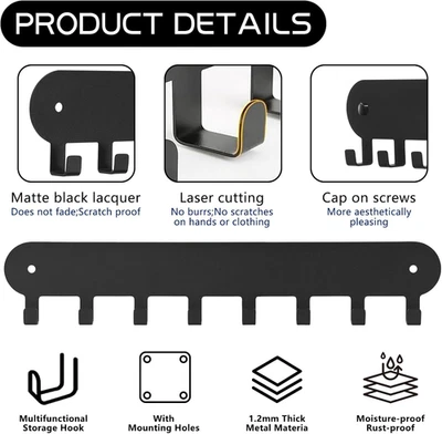 Pack de 2 porta llaves para pared, ganchos para llaves con 8 ganchos, porta llaves para pared sin taladro... Foto 1 de 4