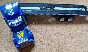 Kinder LKW blau mit Tieflader - Bild 1 von 2