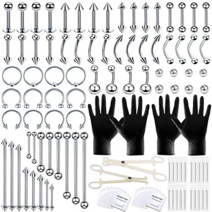 118 Teile Piercing Set für Ganzkörper Piercings Edelstahl Piercing Schmuck 14G - Bild 1 von 7